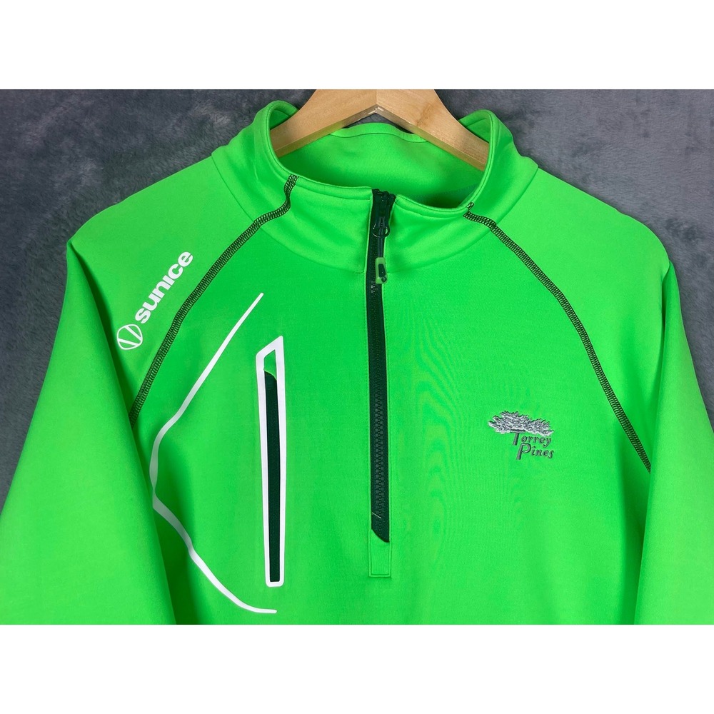 Sunice Torrey Pines Mens XXL Neon Green 1/4 Zip Golf Pullover